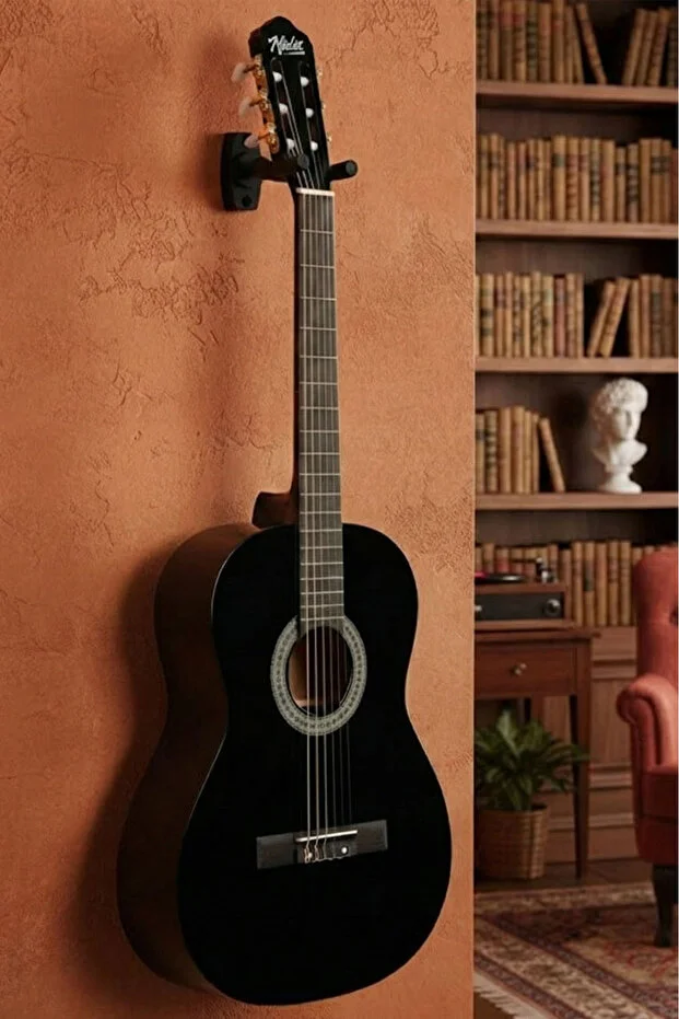 Siyah Klasik Gitar 4/4 Yetişkin Boy Sap Ayarlı Full Set